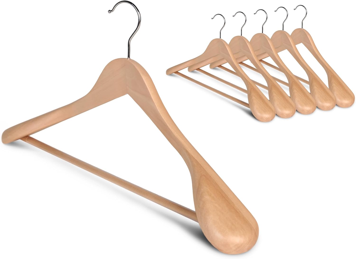 Extra Wide Shoulder Wood Coat Hanger for Coats, Shirts