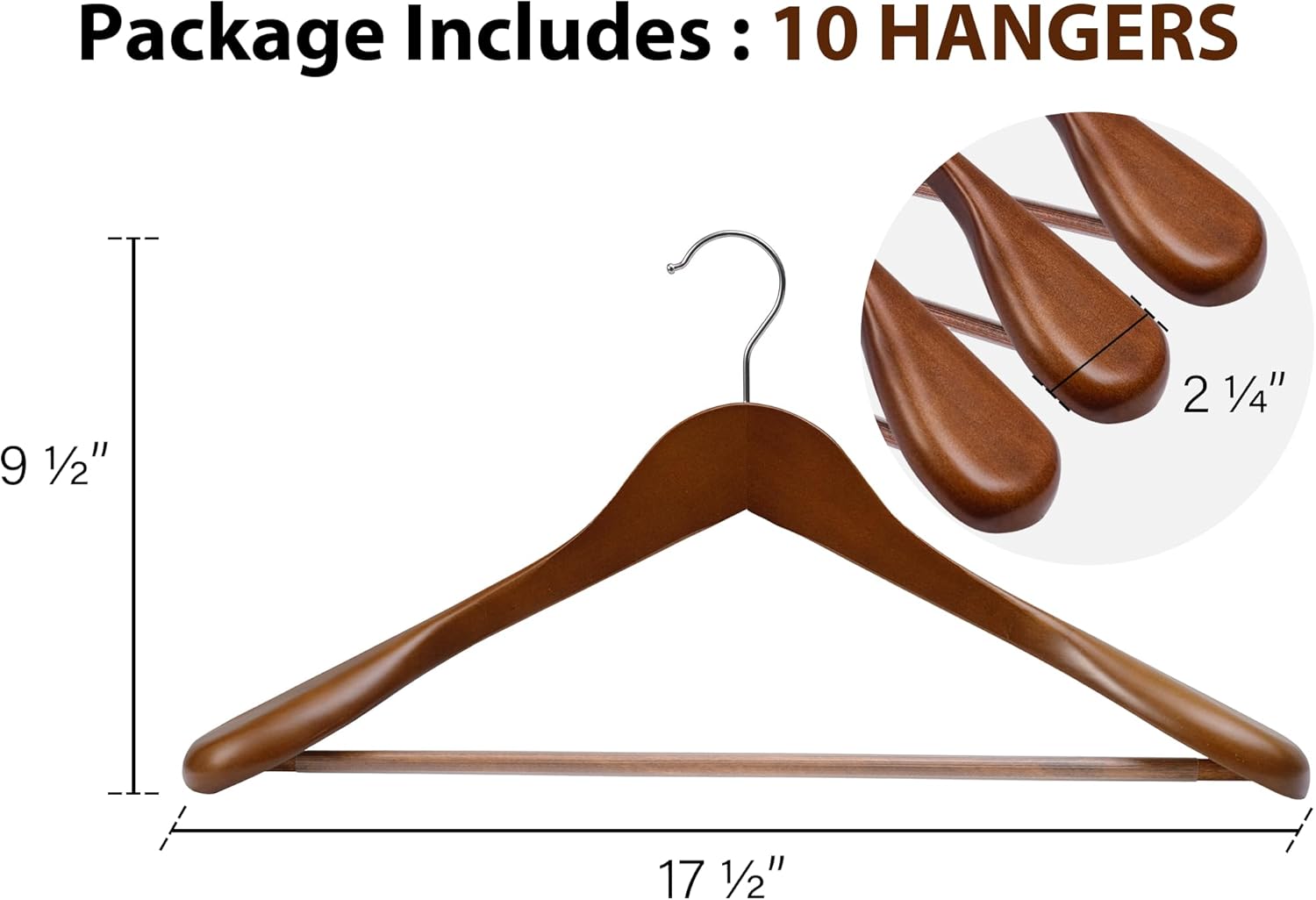 Extra Wide Shoulder Wood Coat Hanger for Coats, Shirts