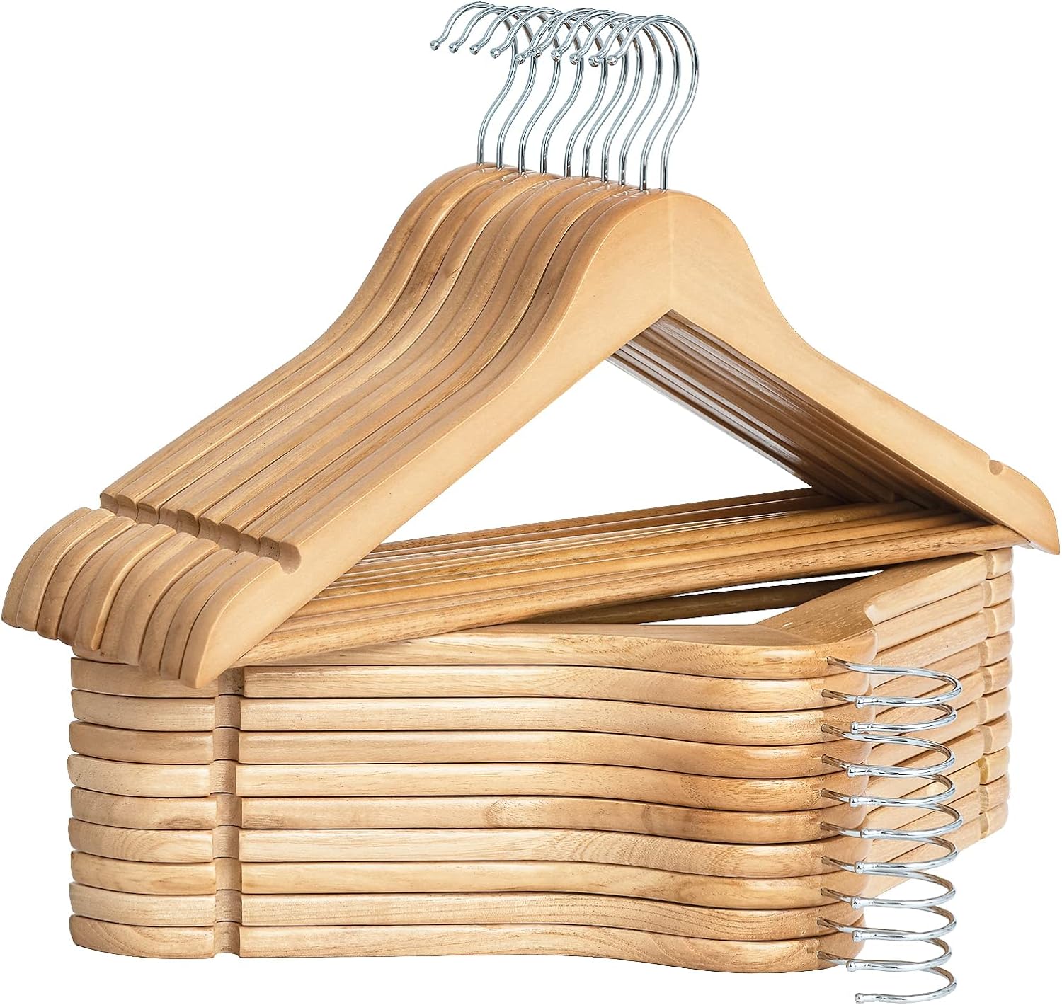 Wooden Hangers for Coats, Shirts, Jackets, Pants, Suits