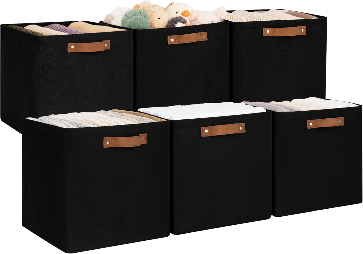 13x13 Inches Storage Cube, Fabric Storage Bins with PU Handles