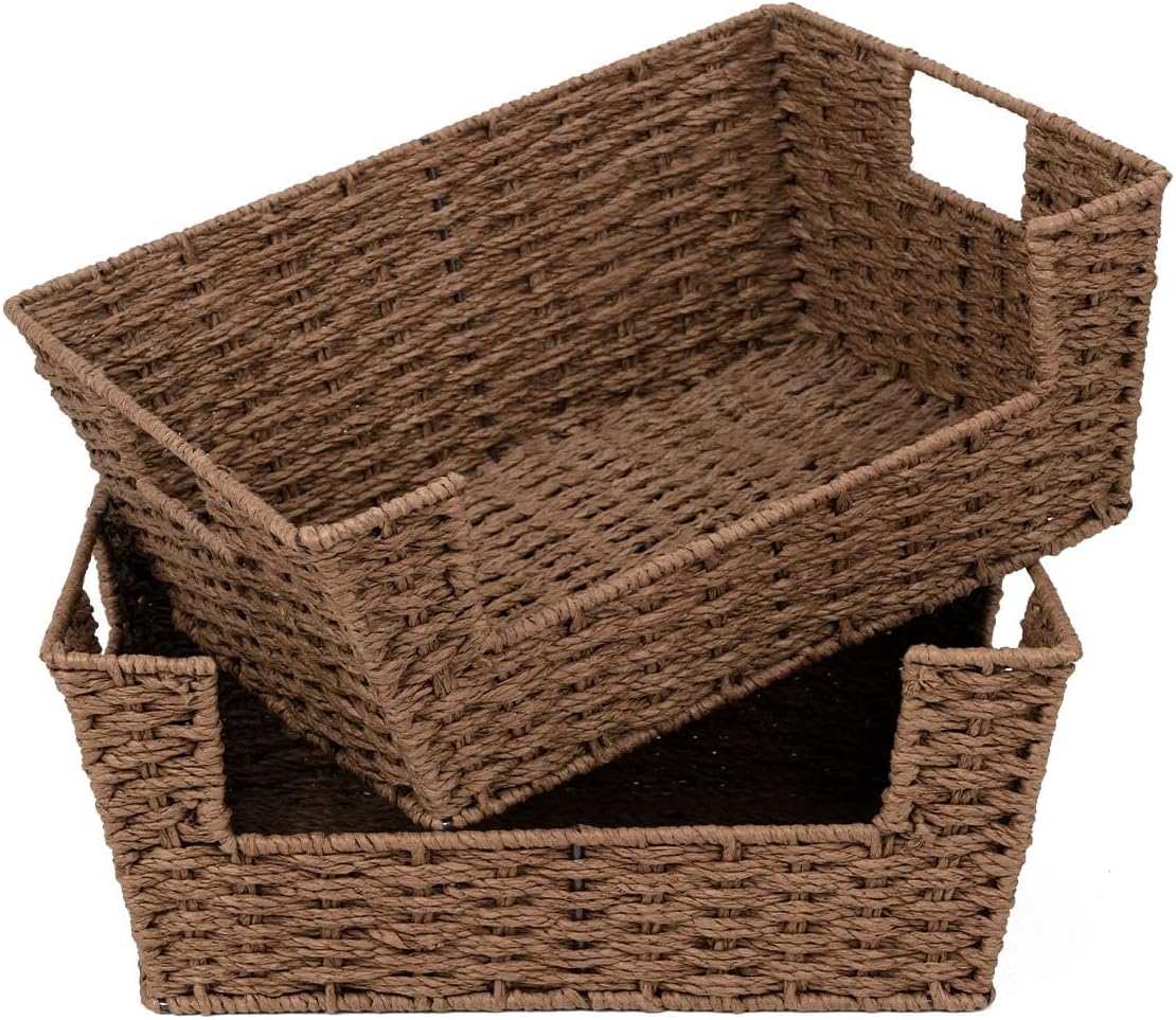 Wicker Pantry Baskets for Storage, 2 Pack