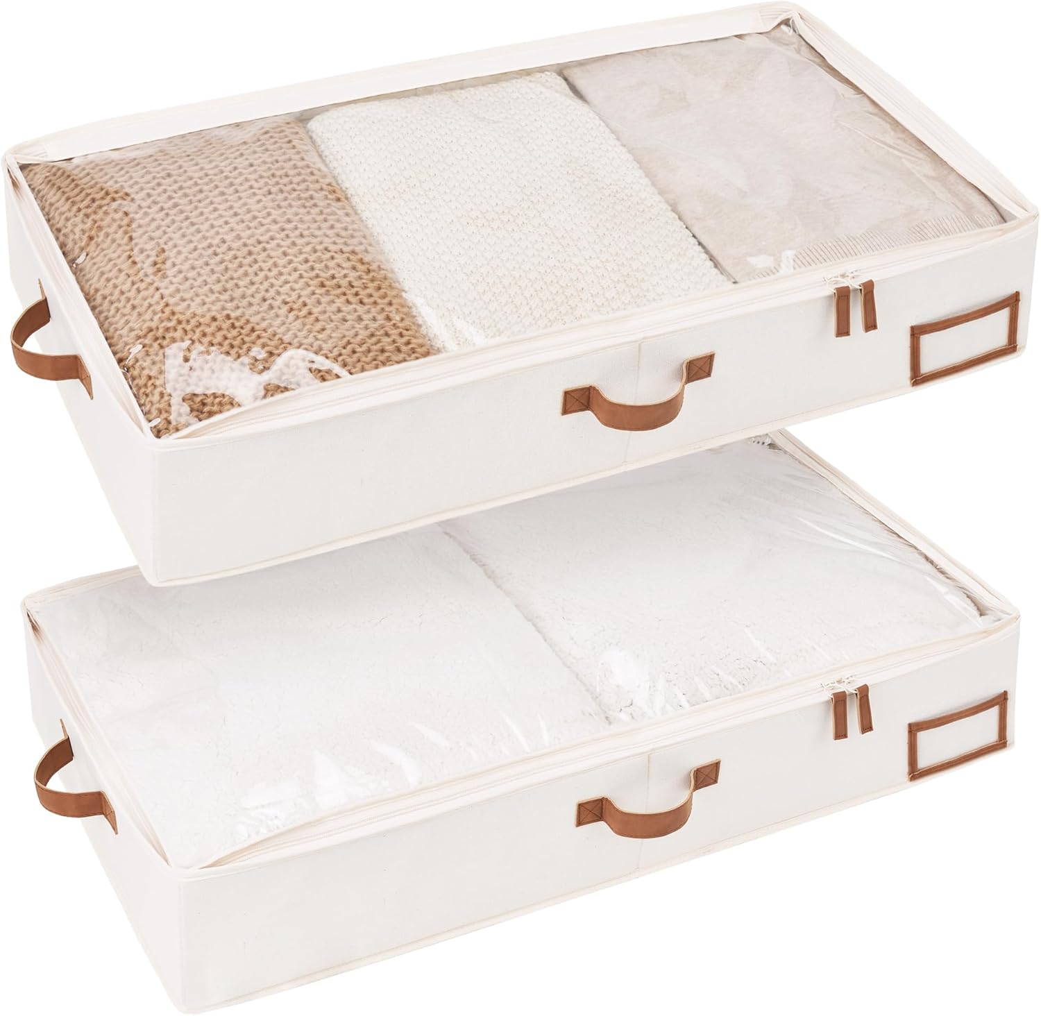 Under Bed Storage Containers with Handles and Label Holder, 2 Pack