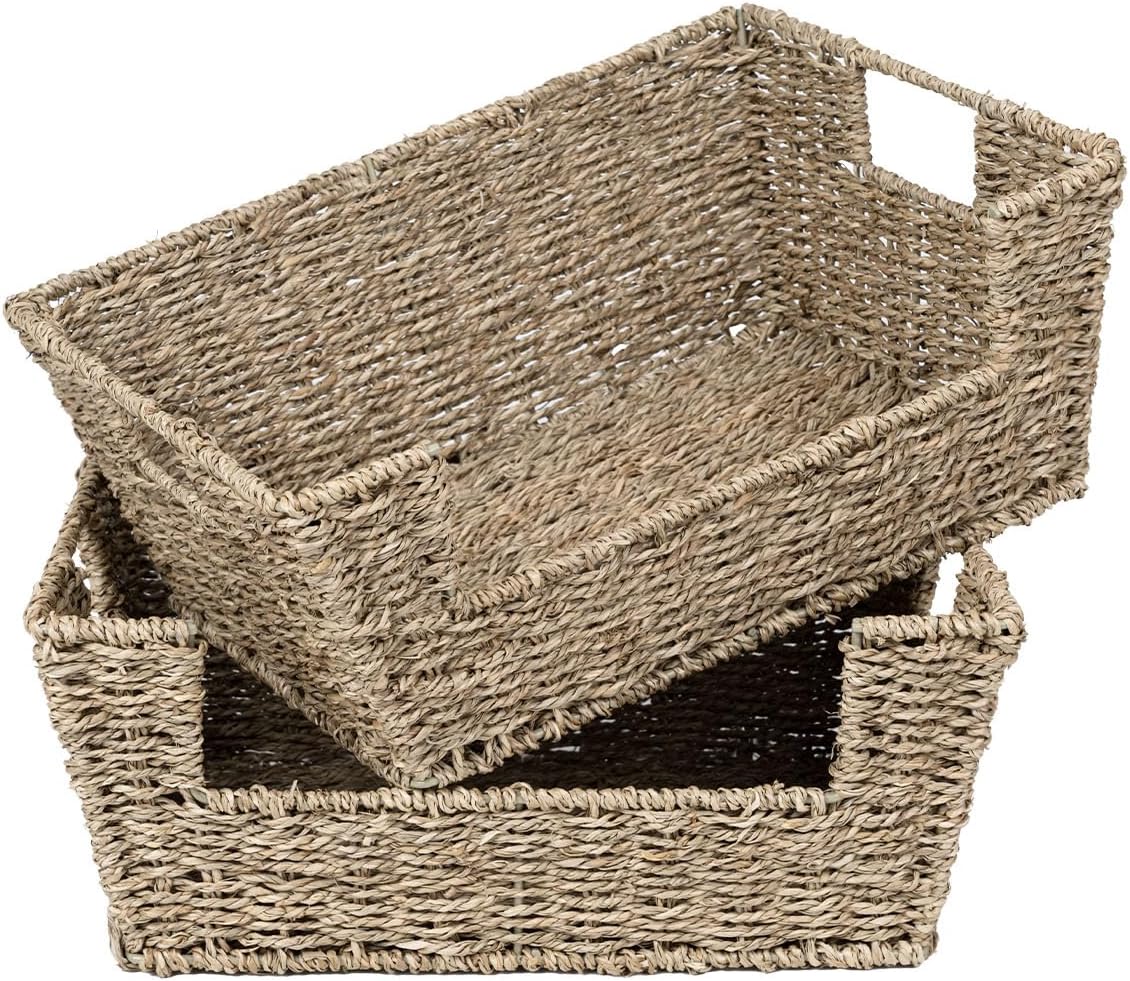Wicker Pantry Baskets for Storage, 2 Pack