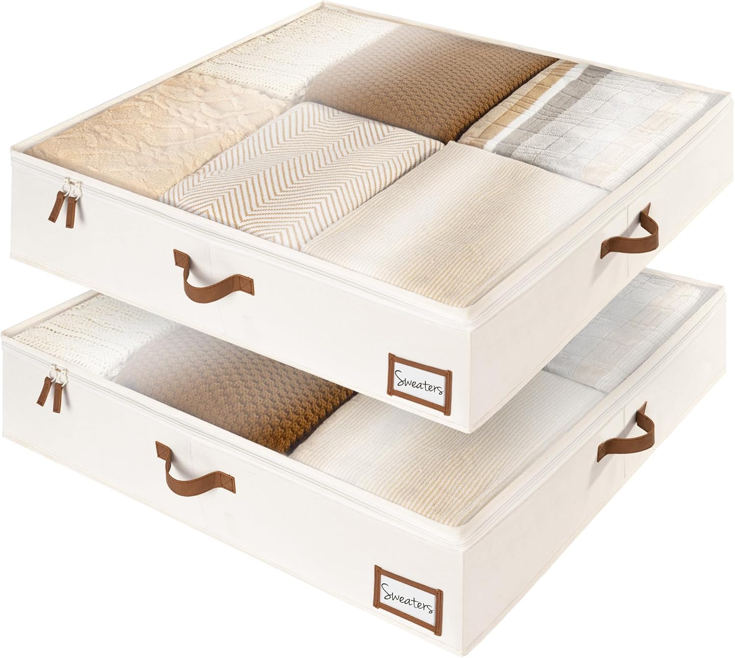 Under Bed Storage Containers with Handles and Label Holder, 2 Pack