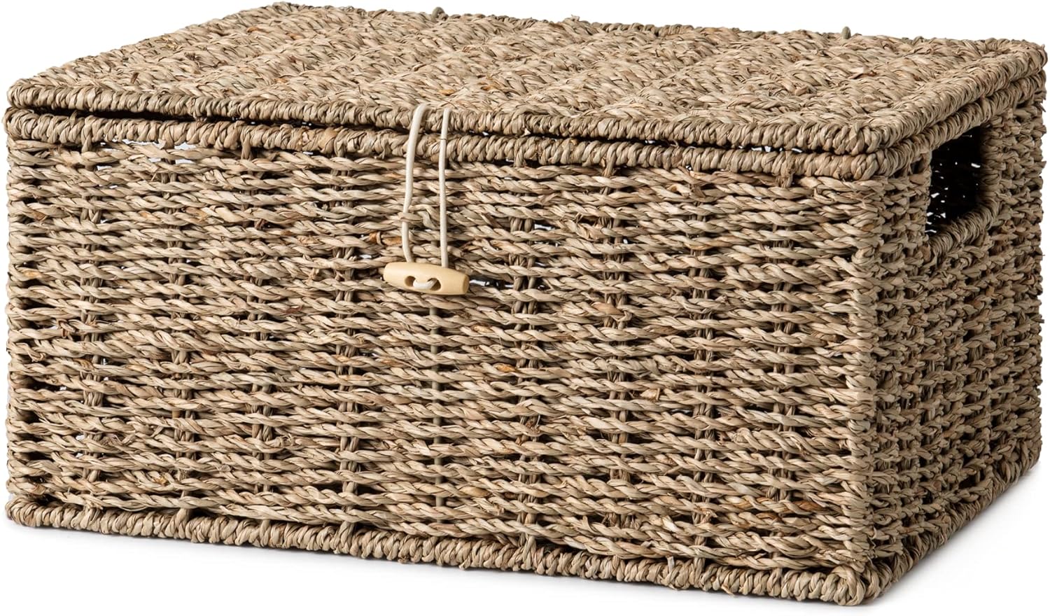 Wicker Basket with Lid and  Built-in Handles, Storage Basket for Organizing