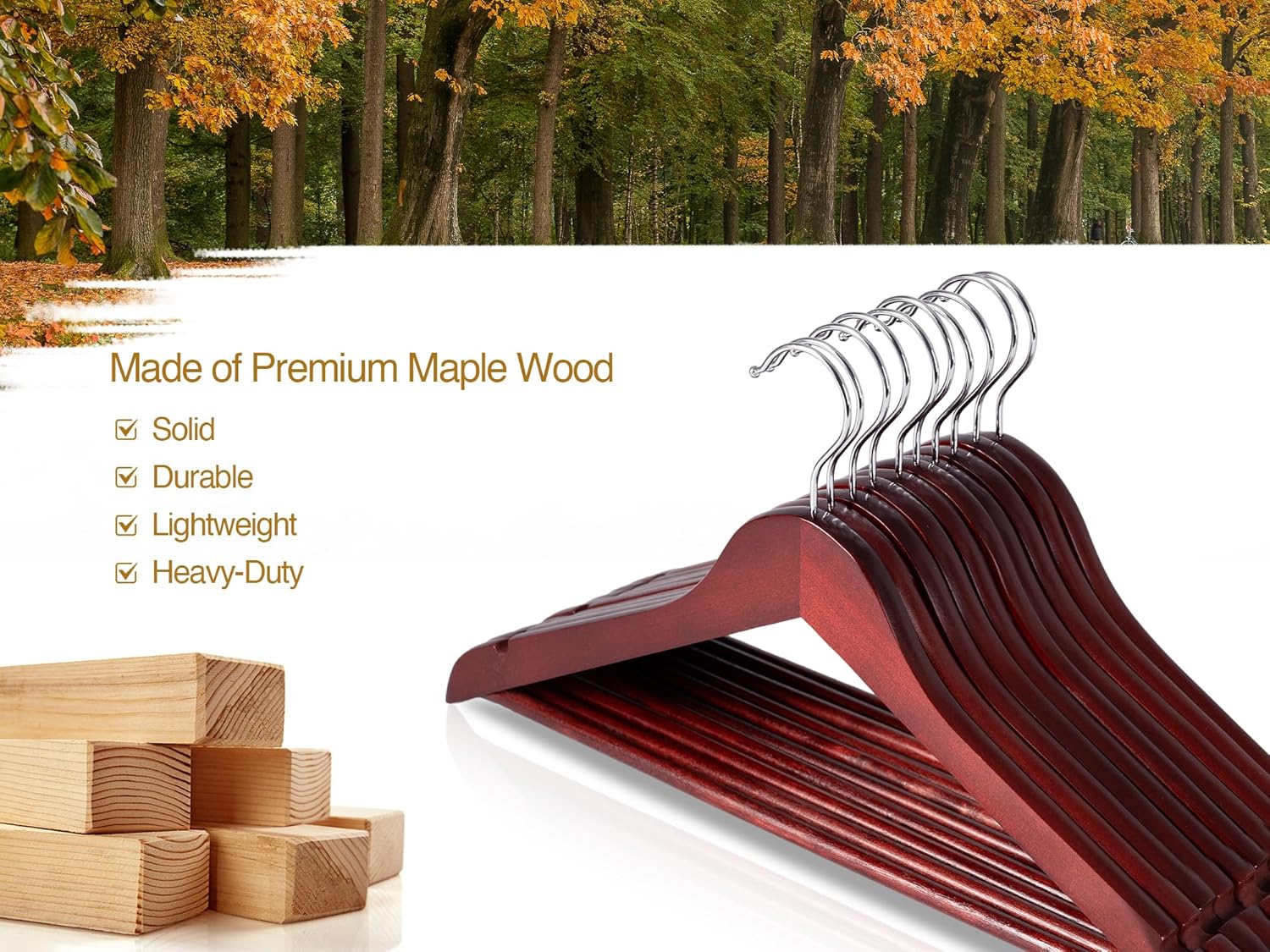 Wooden Hangers for Coats, Shirts, Jackets, Pants, Suits