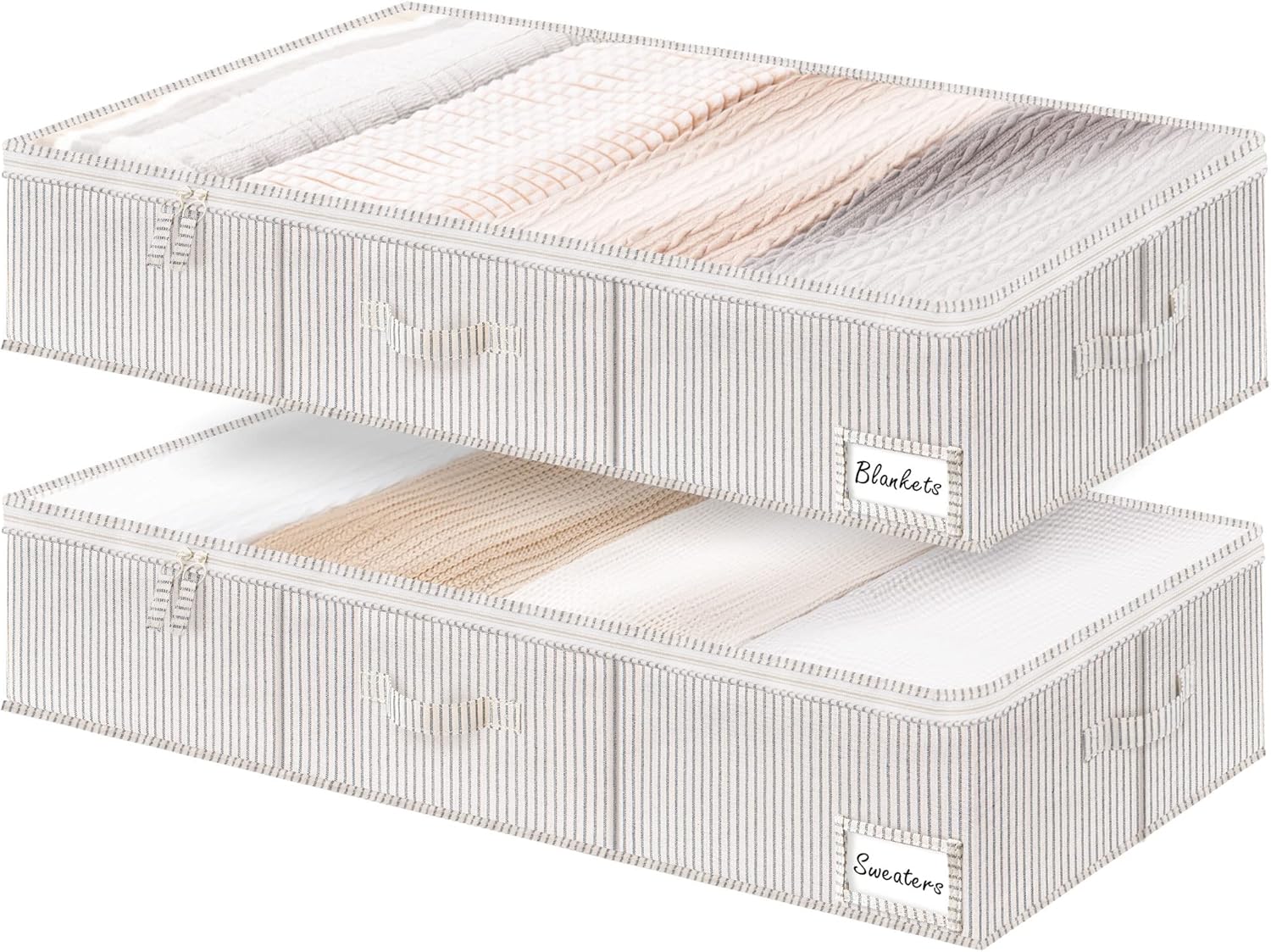 Under Bed Storage Containers with Handles and Label Holder, 2 Pack