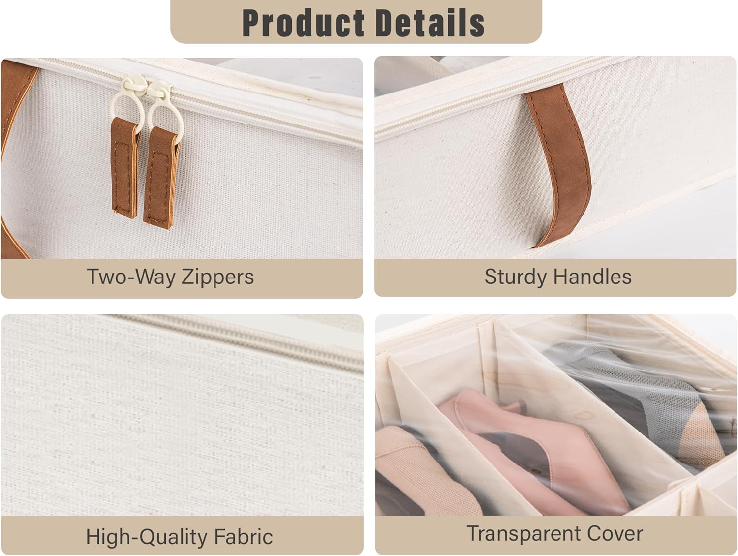 Under Bed Shoe Organizer for Closet, 2-Pack