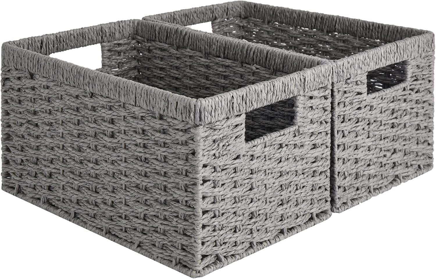 Rectangular Wicker Basket with Built-in Handles, 2 Pack
