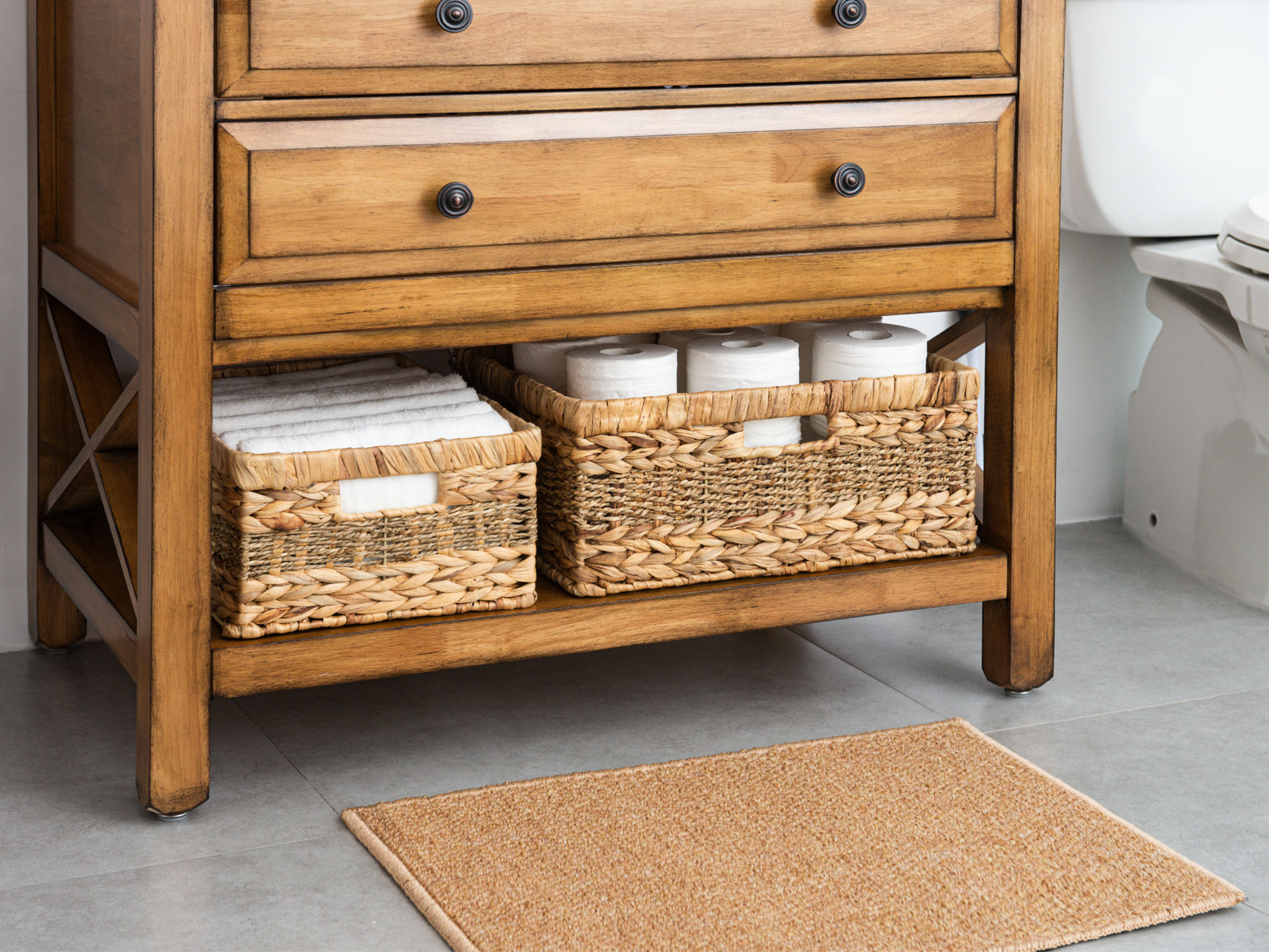 Large Rectangular Wicker Basket with Built-in Handles, 1 Pack