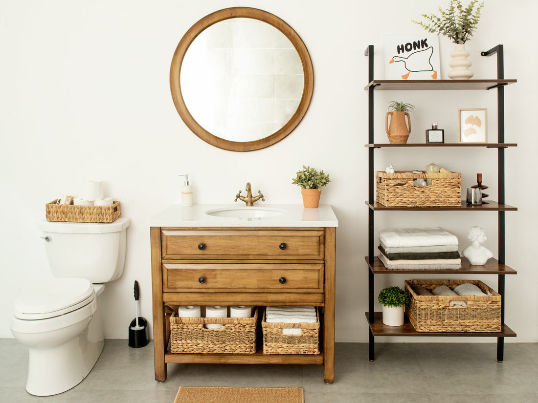 Large Rectangular Wicker Basket with Built-in Handles, 1 Pack