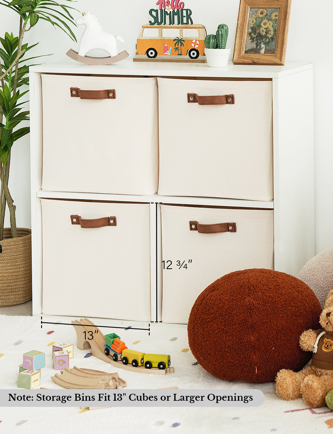 13x13 Inches Storage Cube, Fabric Storage Bins with PU Handles