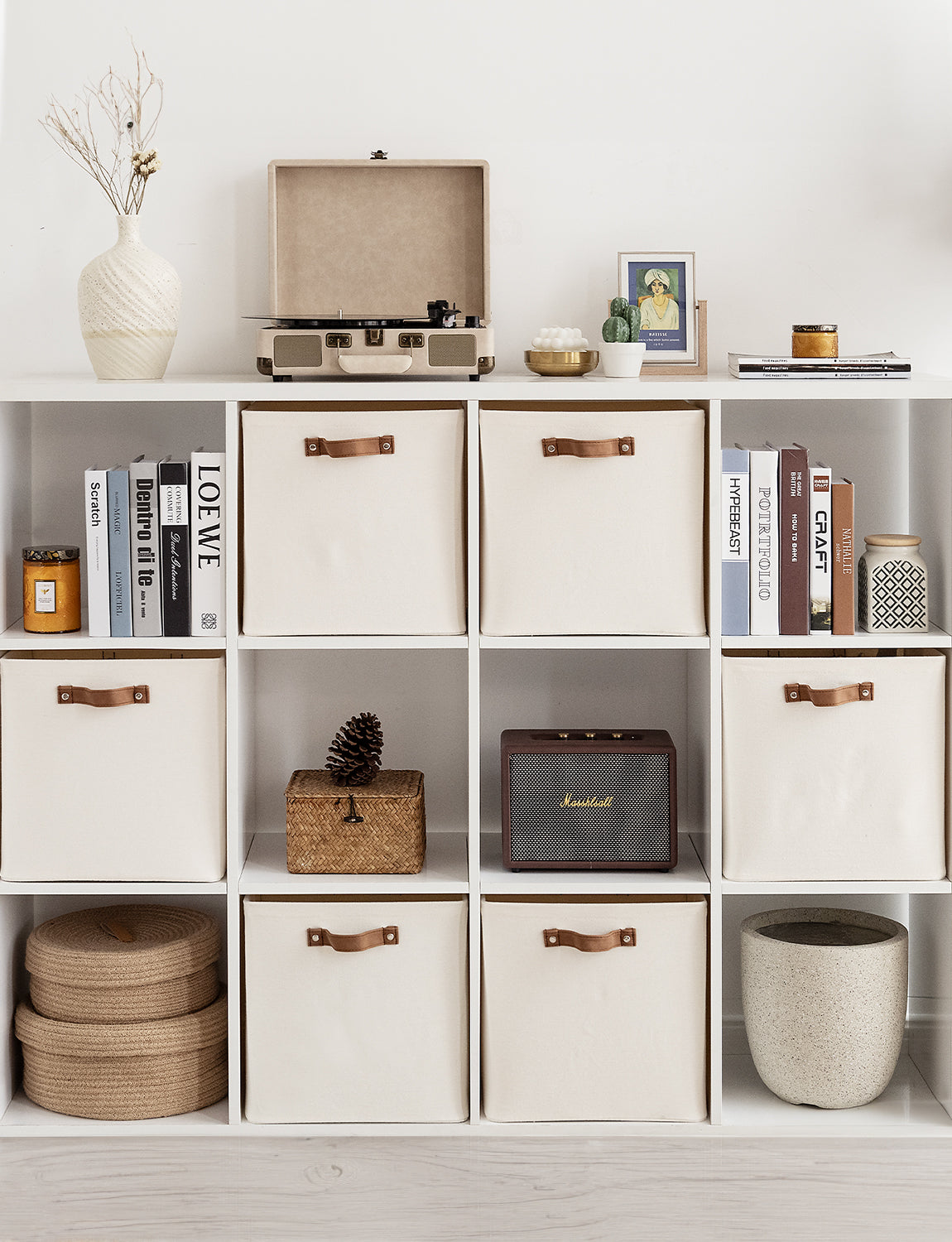 13x13 Inches Storage Cube, Fabric Storage Bins with PU Handles