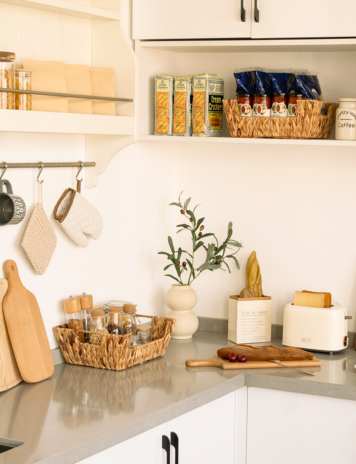 Wicker Pantry Baskets for Storage, 2 Pack