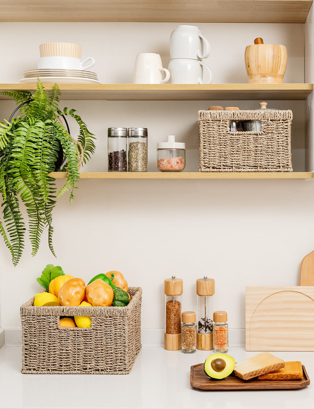 Wicker Storage Basket for Organizing, Set of 2, Large and Small