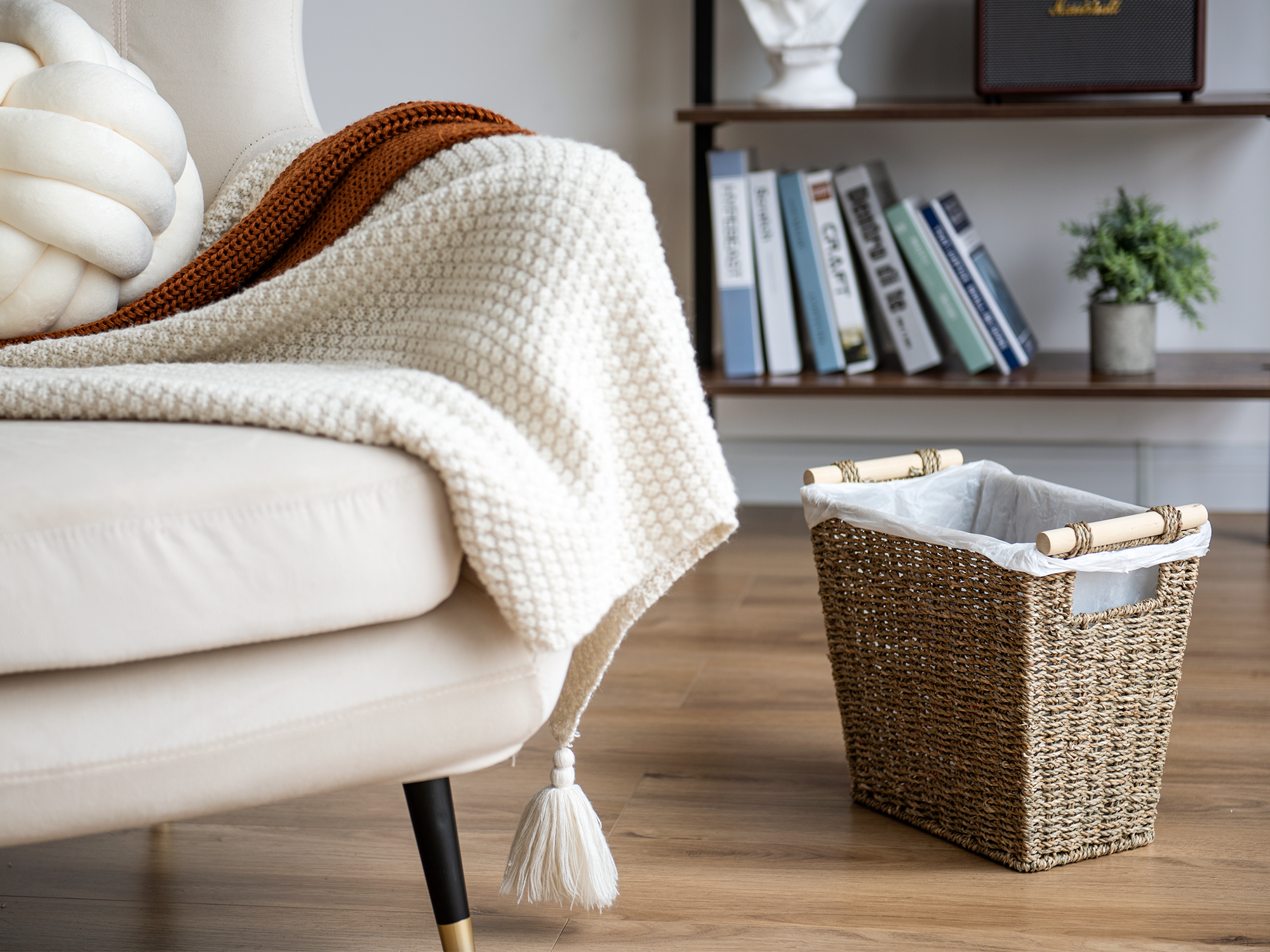 Waste Paper Baskets with Wooden Handles