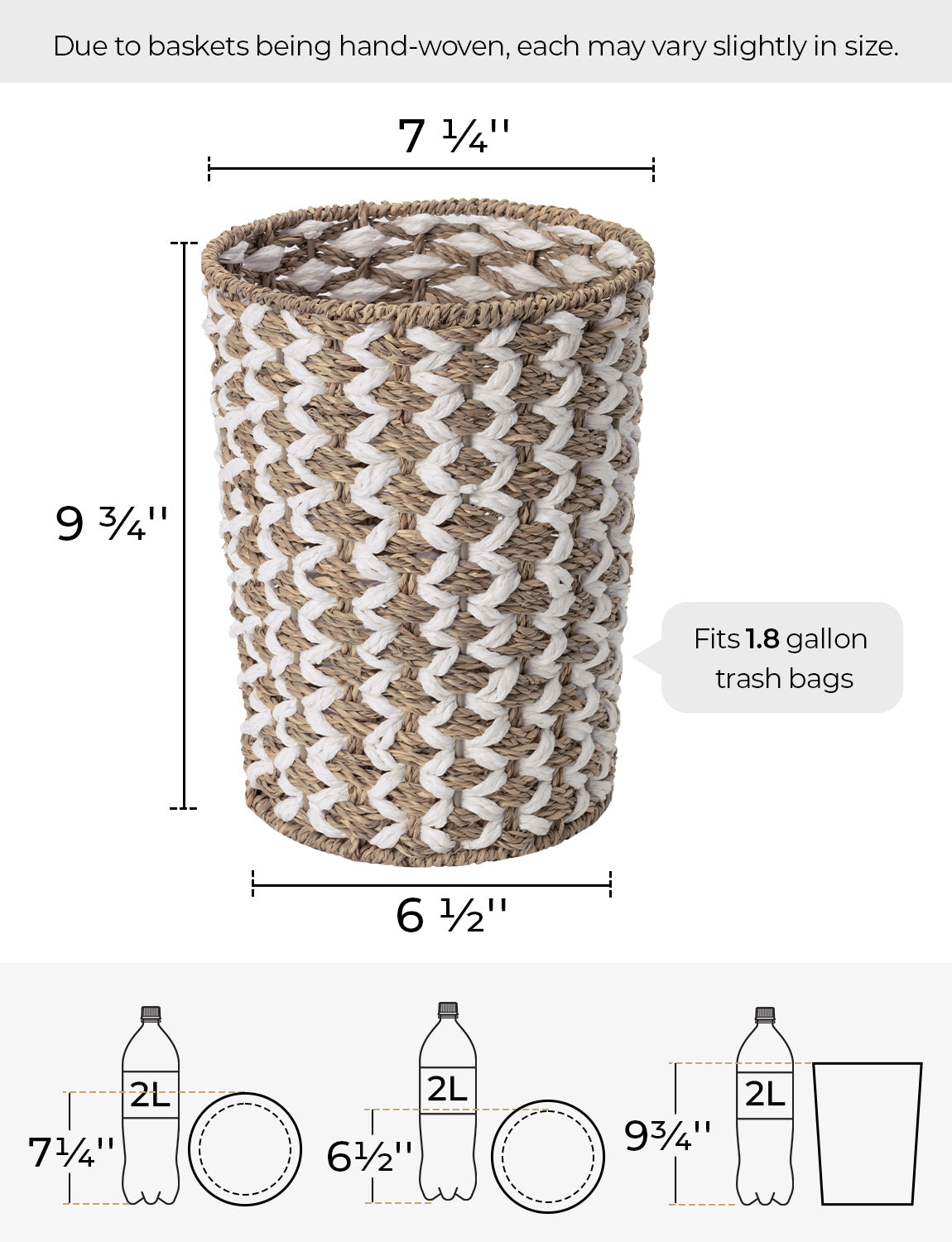 Wicker Garbage Can for Bedroom, Bathroom