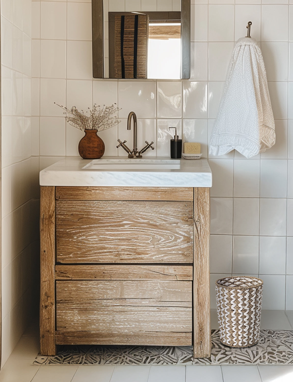 Wicker Garbage Can for Bedroom, Bathroom