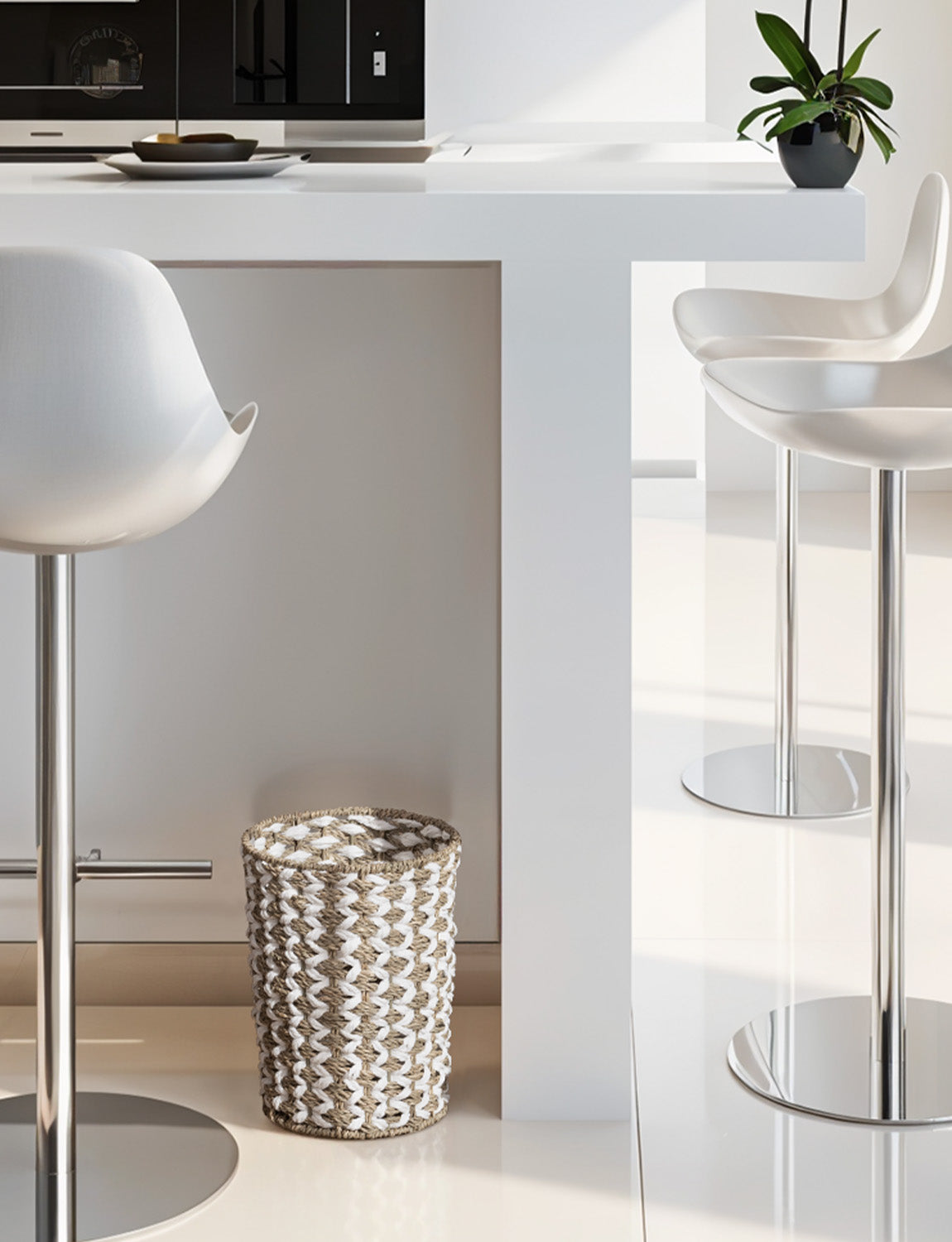 Wicker Garbage Can for Bedroom, Bathroom