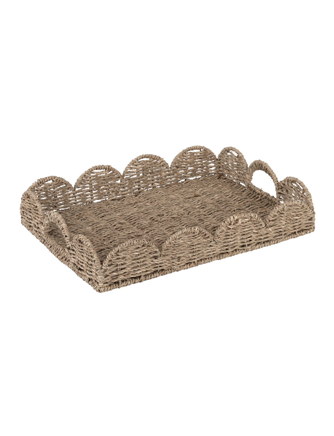 Wicker Scalloped Tray for Decorative & Organizing
