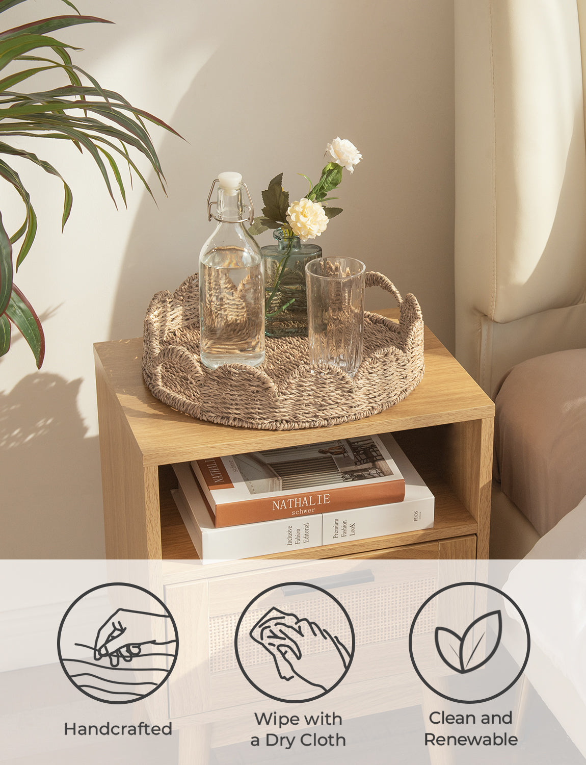 Wicker Scalloped Tray for Decorative & Organizing