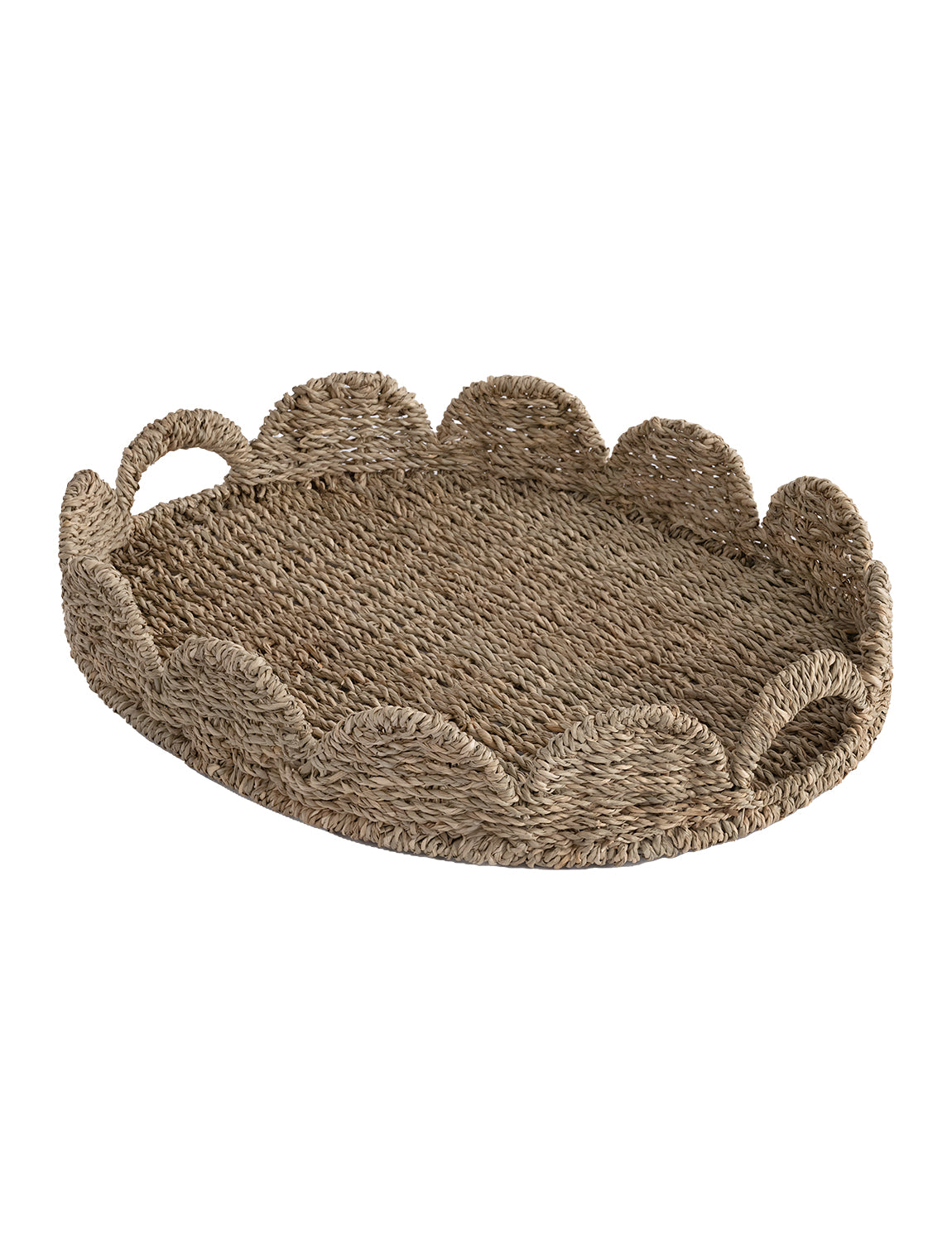 Wicker Scalloped Tray for Decorative & Organizing