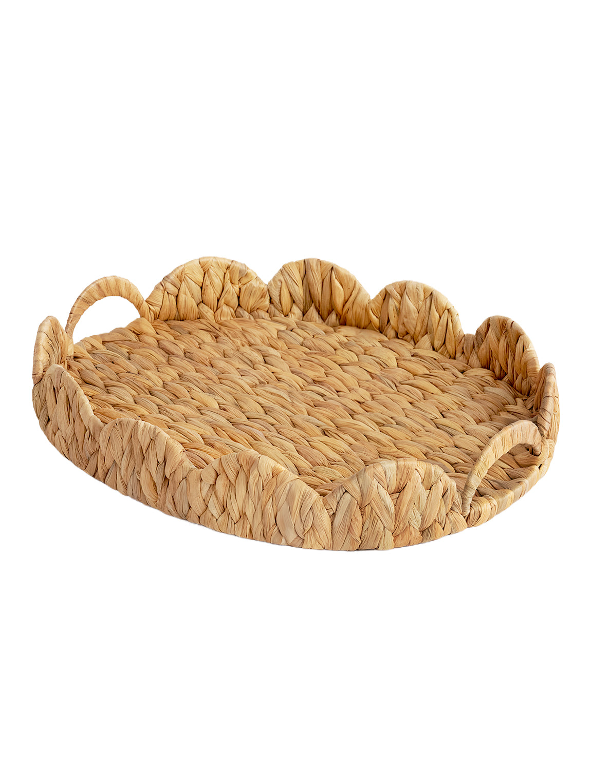 Wicker Scalloped Tray for Decorative & Organizing