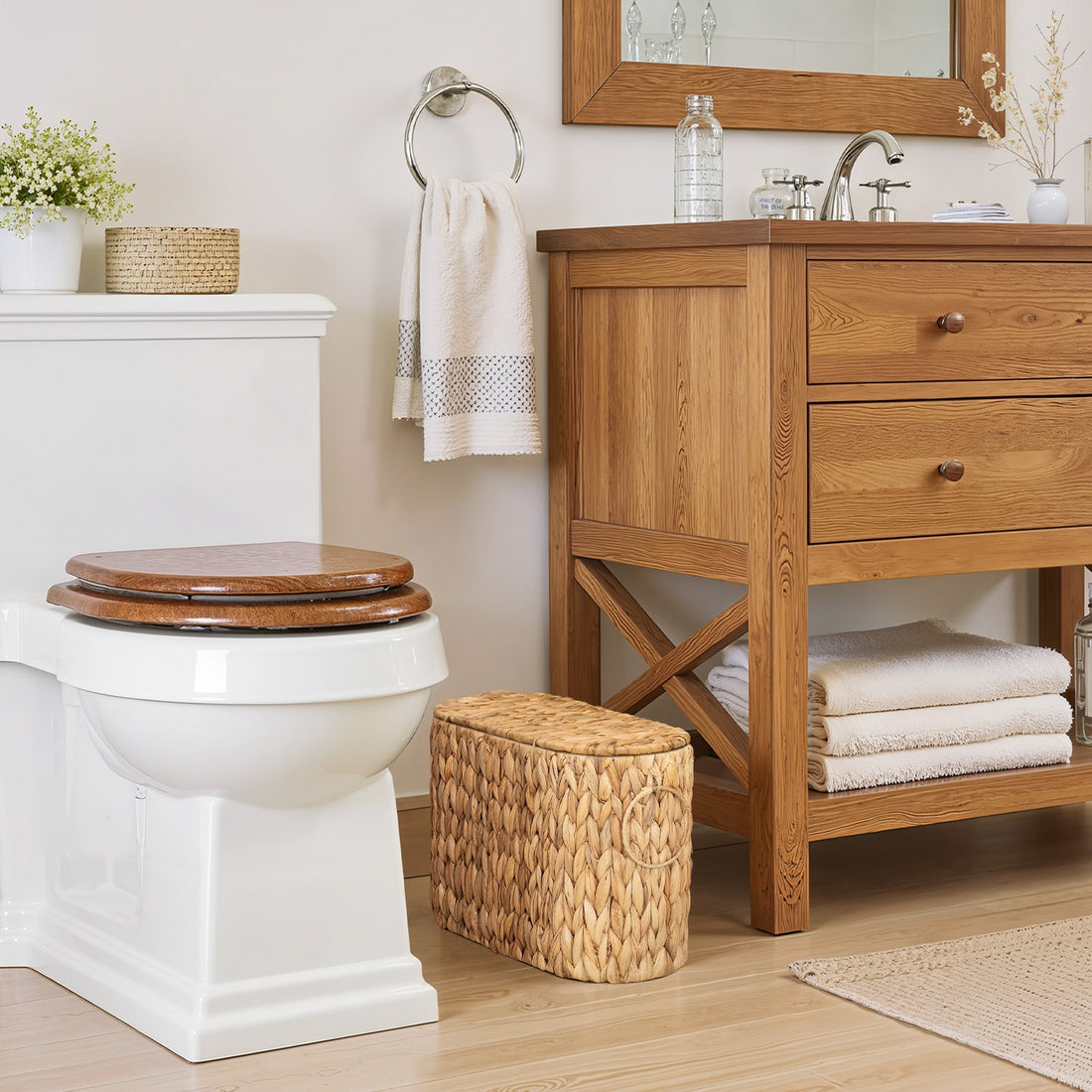 Toilet Paper Storage with Lid for 6 Regular Rolls