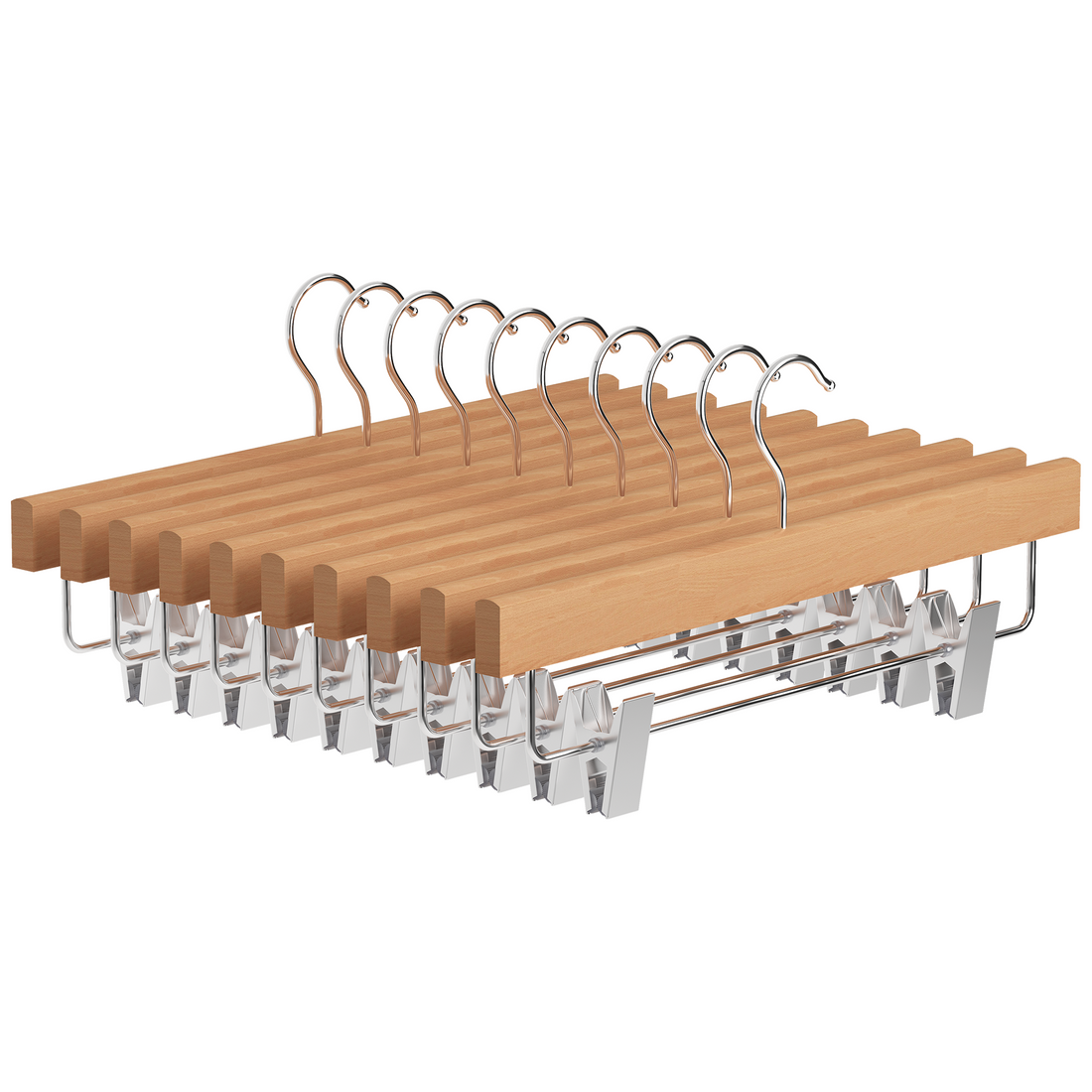 Pants Hangers with Clips, Wooden Clothes Hanger