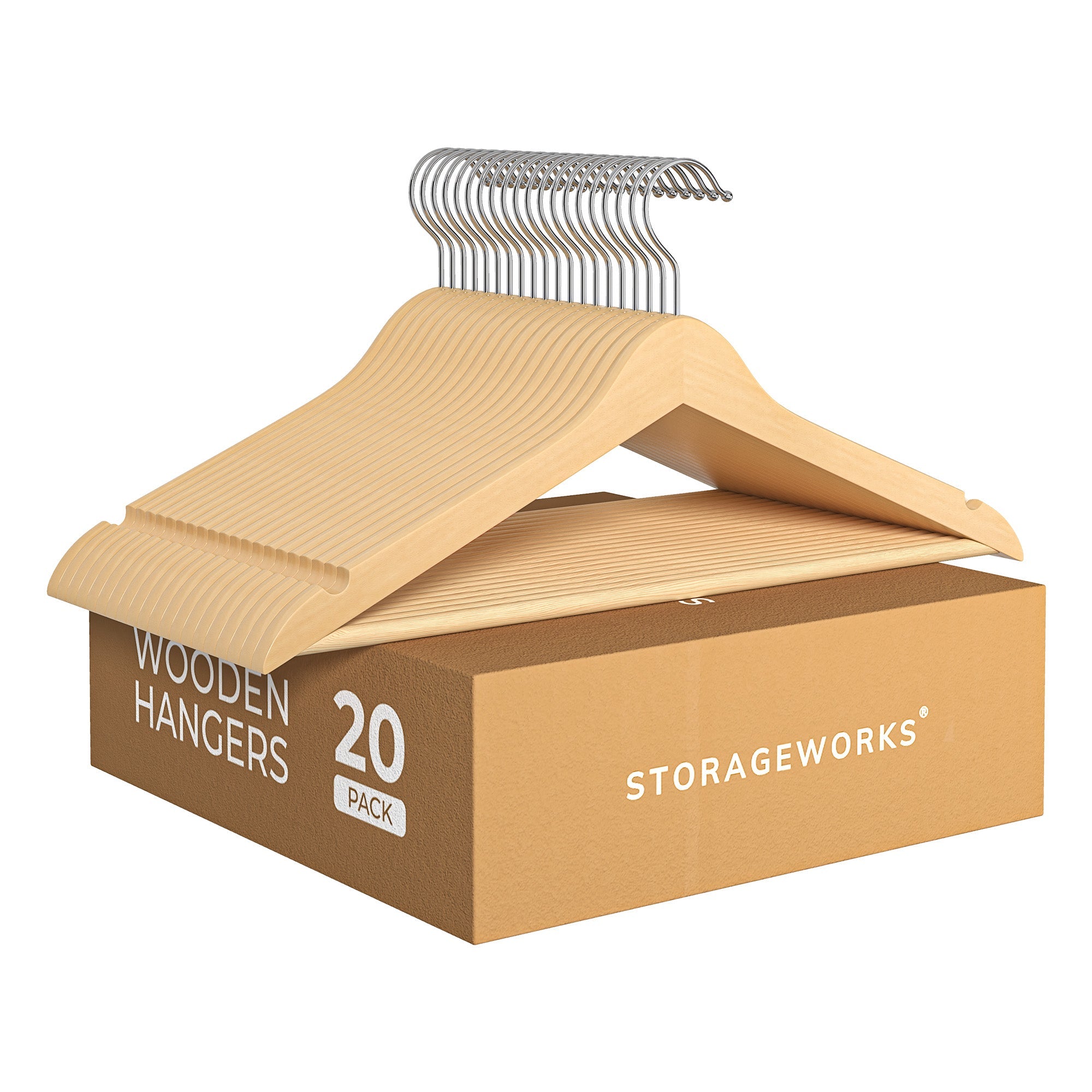 Wooden Hangers 20 Pack for Closet