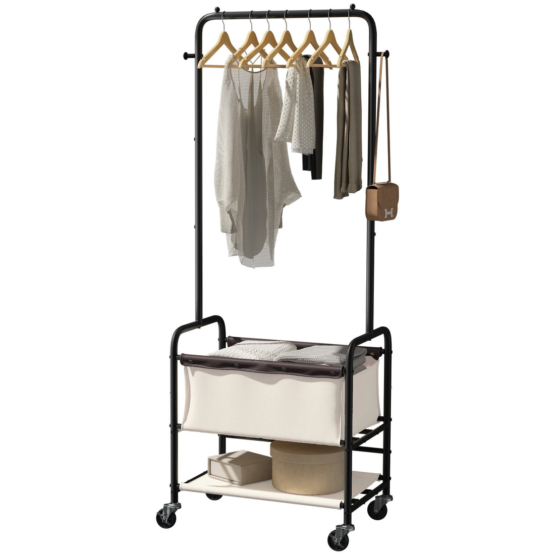 Laundry Cart with Hanging Rack