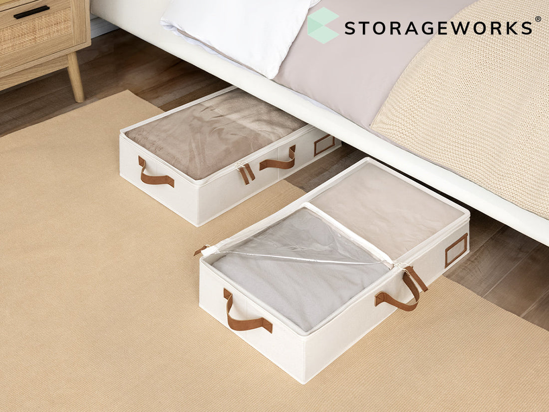 Under Bed Storage Containers with Handles and Label Holder, 2 Pack